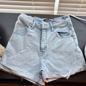 Express Light Wash High-Rise Cuffed Denim Shorts